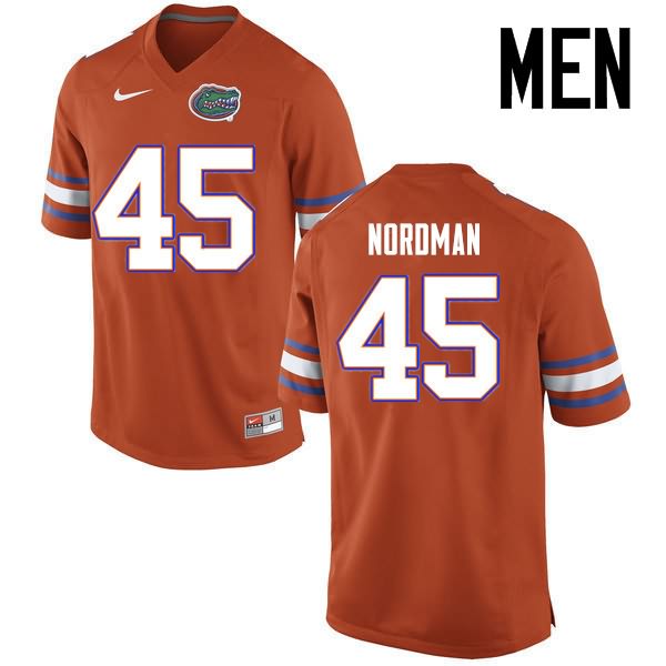 Men's NCAA Florida Gators Charles Nordman #45 Stitched Authentic Nike Orange College Football Jersey UZT8265XM